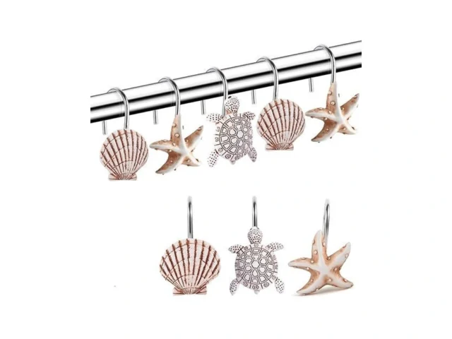 Decorative Shower Curtain Hooks Seashell Turtles… Code