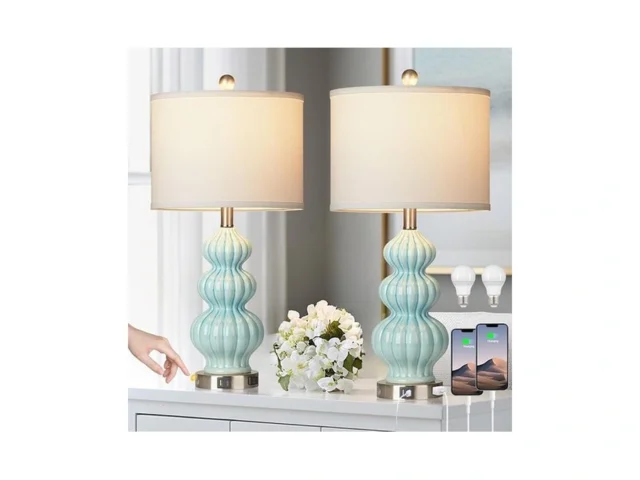 Ceramic Table Lamps Set Of 2 Green Modern Bedside… Code
