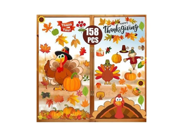 Funnlot Fall Window Clings 158pcs Thanksgiving… Code