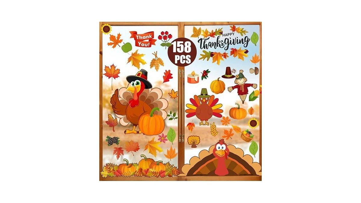 Amazon code: Funnlot Fall Window Clings 158pcs Thanks