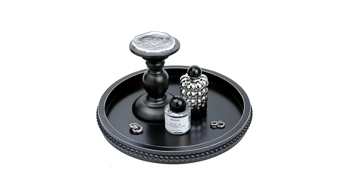 Amazon code: Lnofemin Round Black Wood Serving Tray W