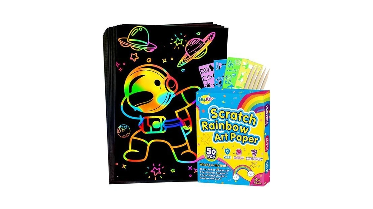 Amazon code: Rmjoy Rainbow Scratch Paper Art For Kids