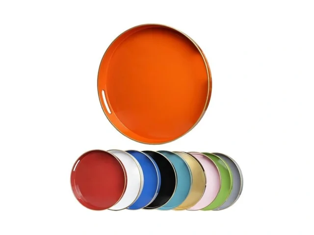 Leemxiiny Orange Round Decorative Tray With Handles… Code