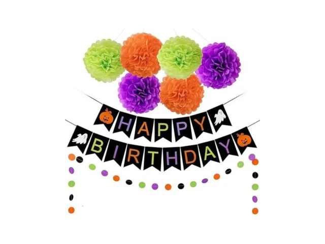 Happy Birthday Halloween Banner With Pumpkin And… Code