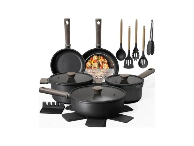 Astercook 19 Pcs Pots And Pans Set Non Stick Black… Code