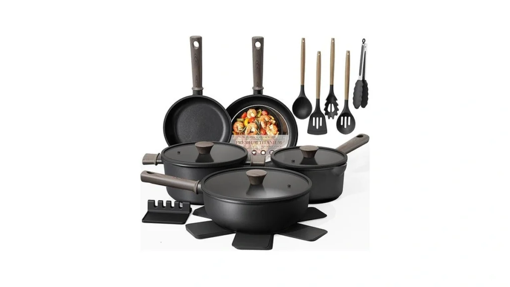 Amazon code: Astercook 19 Pcs Pots And Pans Set Non S