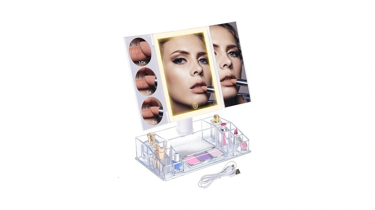Amazon code: Trifold Makeup Mirror With Lights And Ma