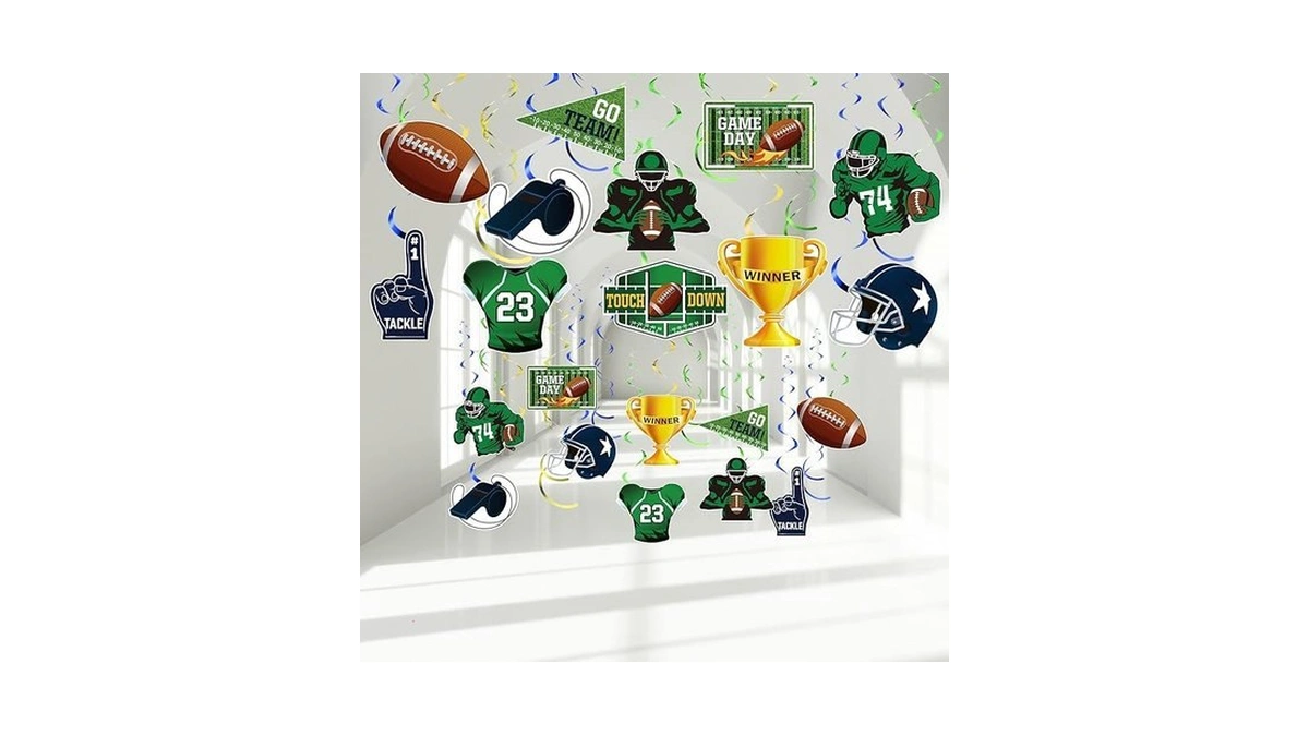Amazon code: Dianelhall 30 Pieces Football Party Deco