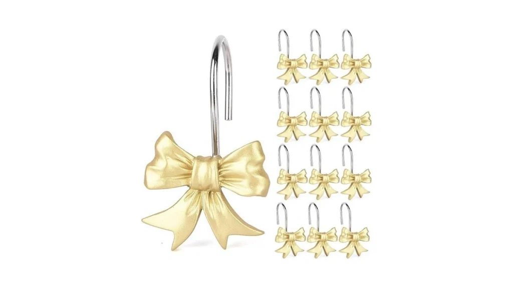 Amazon code: 12pcs Bow Knot Shower Curtain Hooks Home
