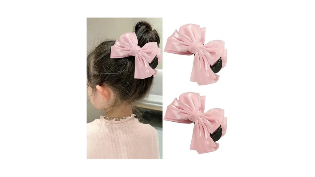 Amazon code: 2 Pcs Bow Ponytail Hair Claw Pink Bowkno