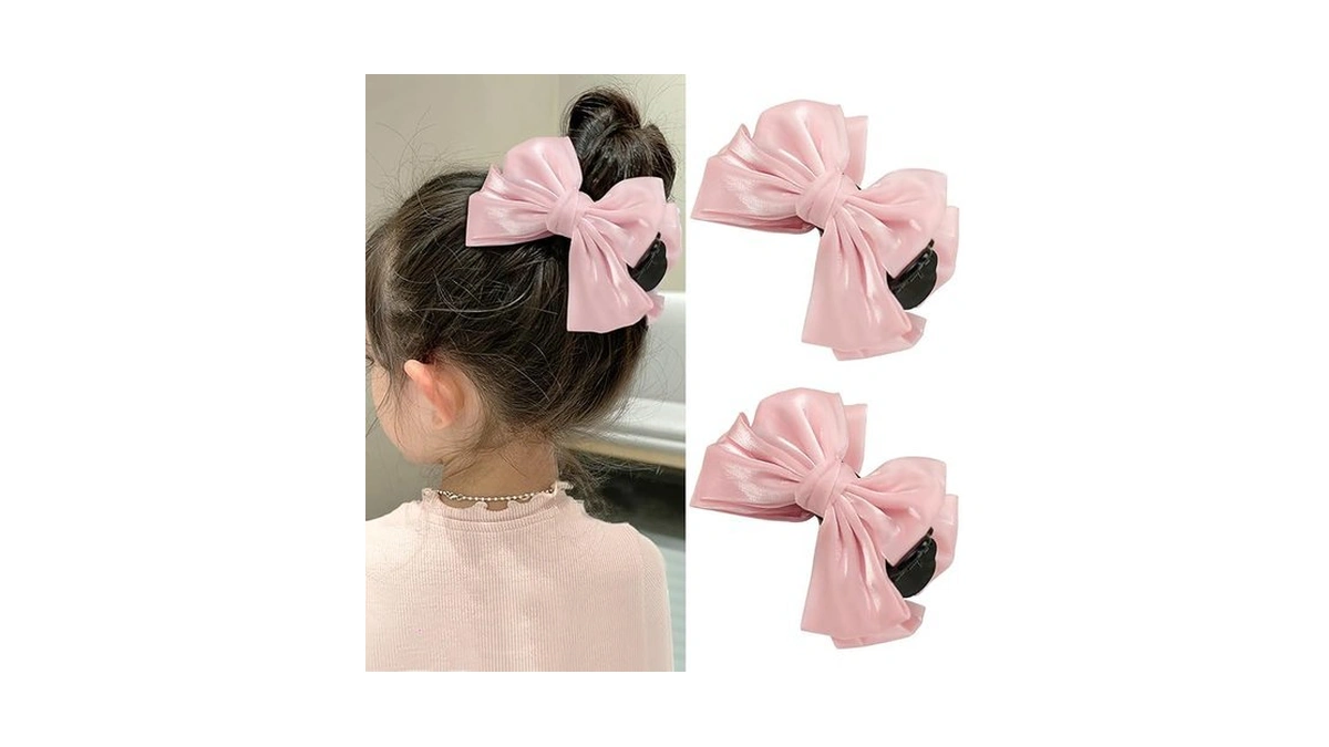 Amazon code: 2 Pcs Bow Ponytail Hair Claw Pink Bowkno