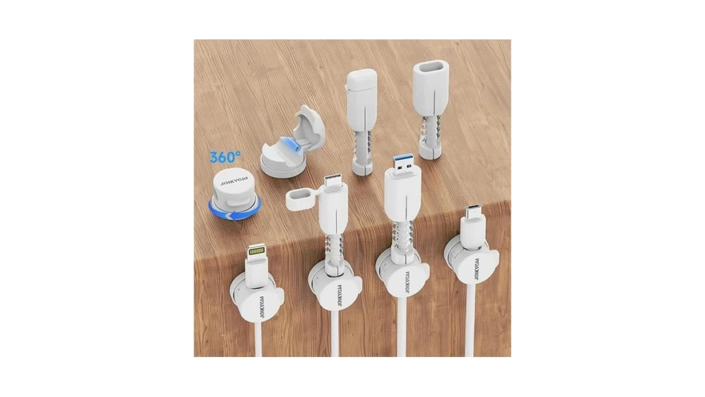 Amazon code: 6 Desktop Cord Organizer Magnetic Spring