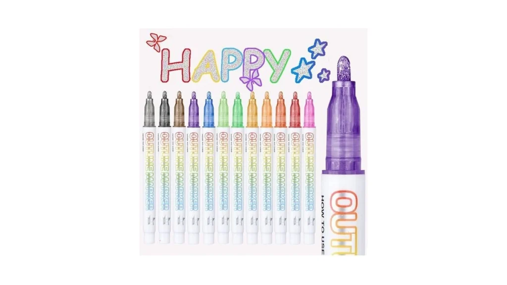 Amazon code: Double Line Markers 12 Colors Glitter Sp