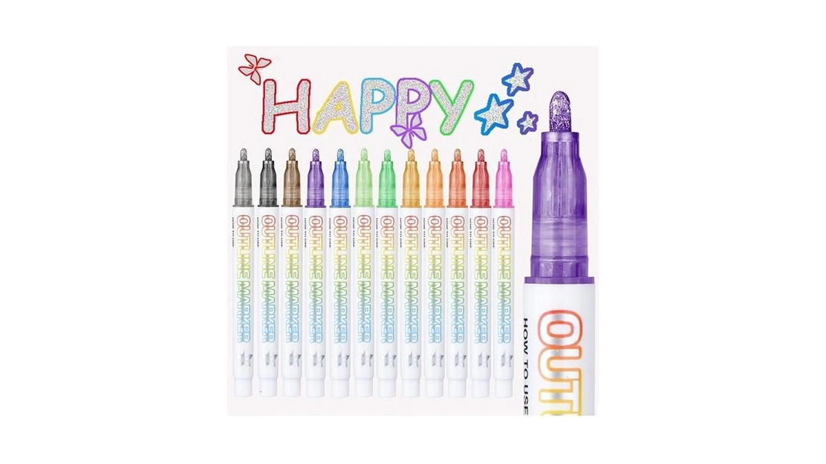 Amazon code: Double Line Markers 12 Colors Glitter Sp
