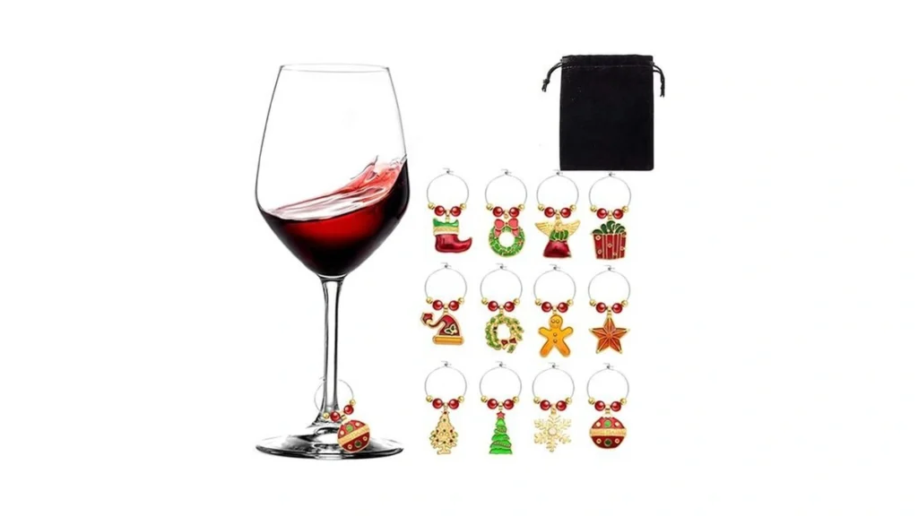 Amazon coupon: Christmas Wine Glass Charms - 12 Pcs Ste