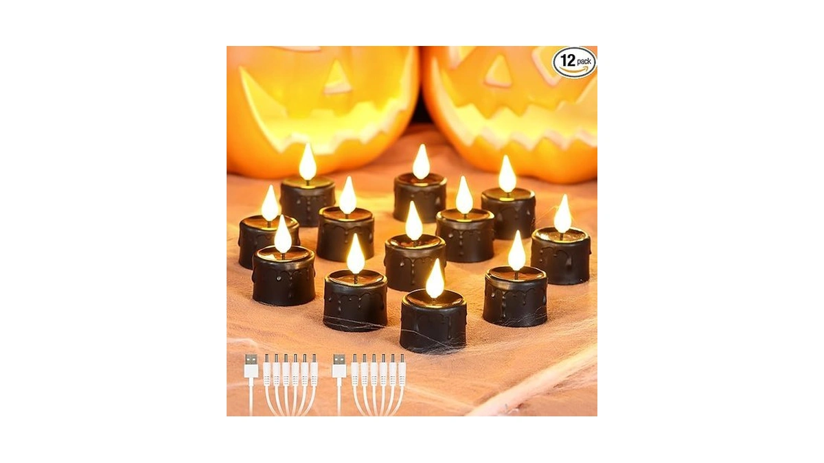 Amazon code: Fpoo Halloween Black Tea Light Candles 1