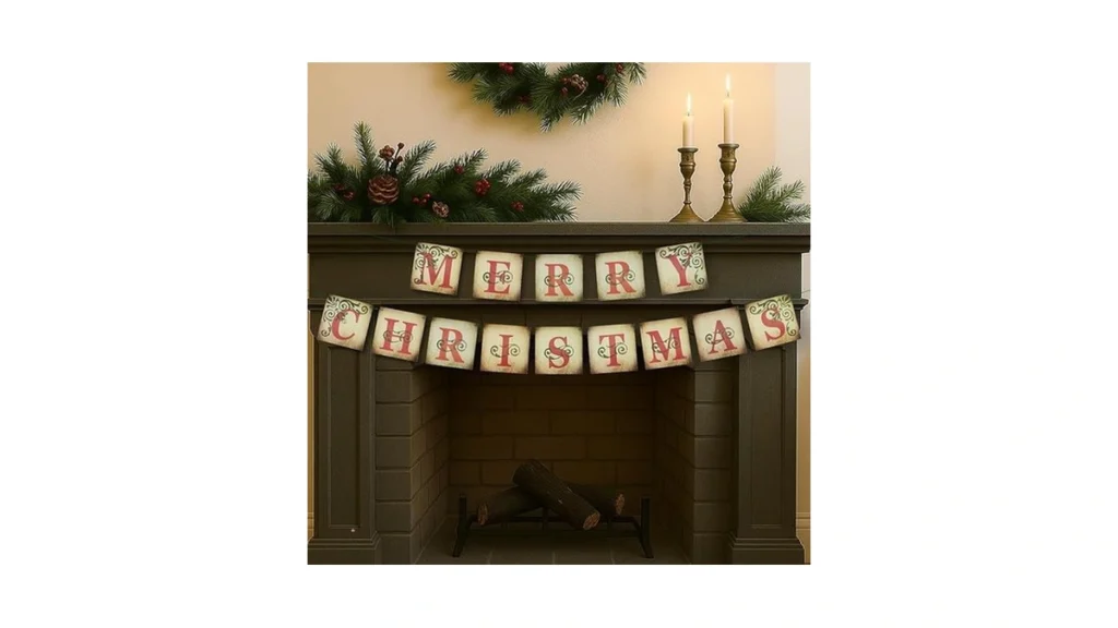Amazon code: Oeyliz Christmas Banner Vintage Merry Ch