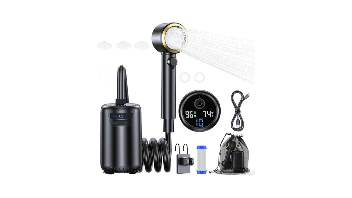 Amazon code: Srnpmiu Portable Camping Shower 8000mah.