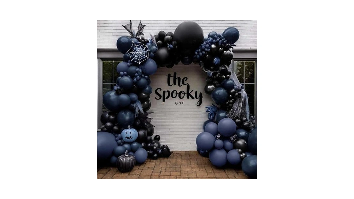 Amazon code: Navy Blue Black Balloon Arch Kit Double