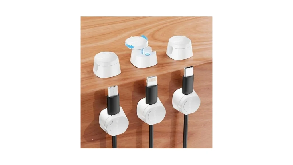 Amazon code: Kanemc Cable Clips Cord Holder For Desk