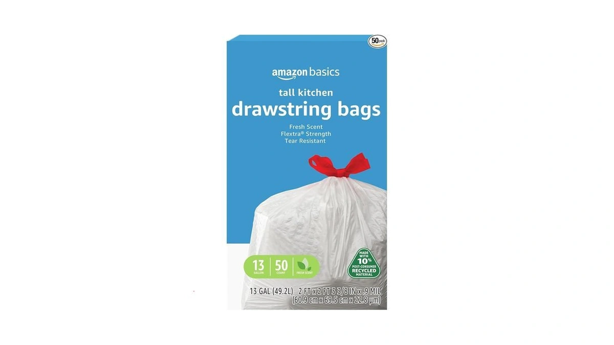 Amazon coupon: Amazon Basics 13 Gallon Flextra Strength