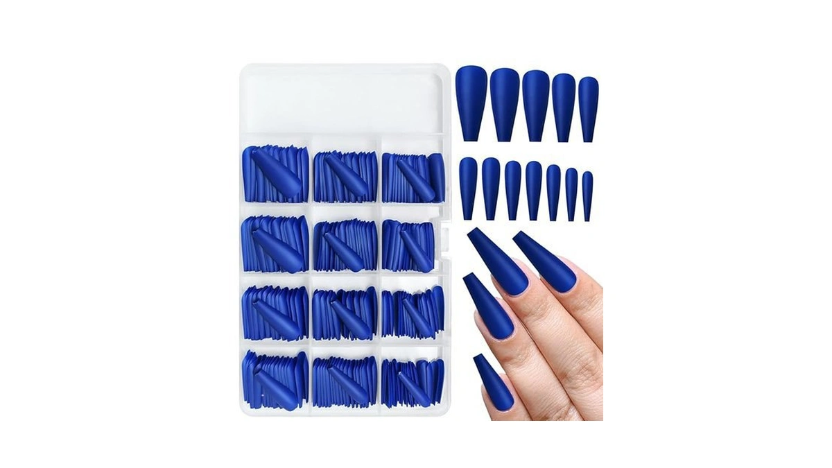 Amazon coupon: Addfavor Royal Blue Press On Nails Long