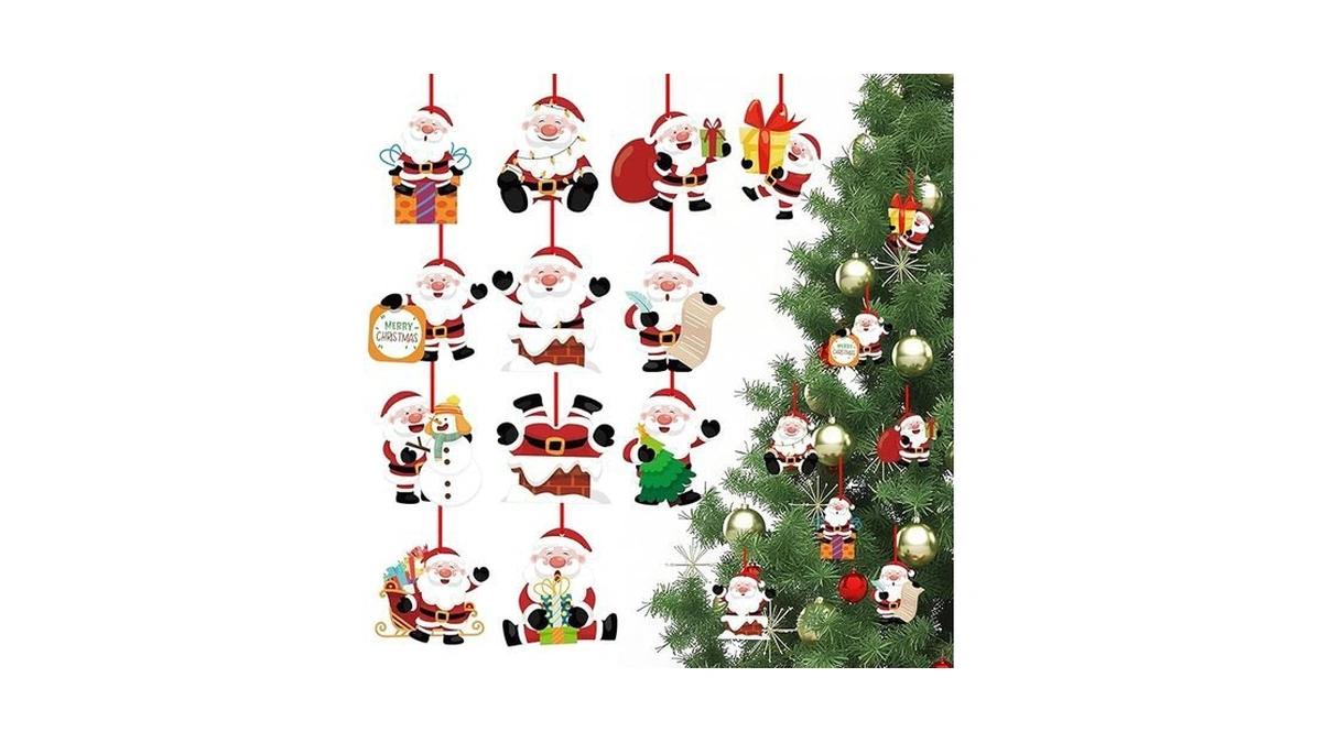 Amazon code: Petcee Santa Ornaments Wooden Hanging De