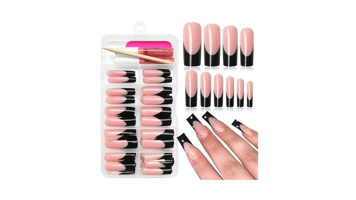 Amazon coupon: Bellelfin Black French Tip Press On Nail