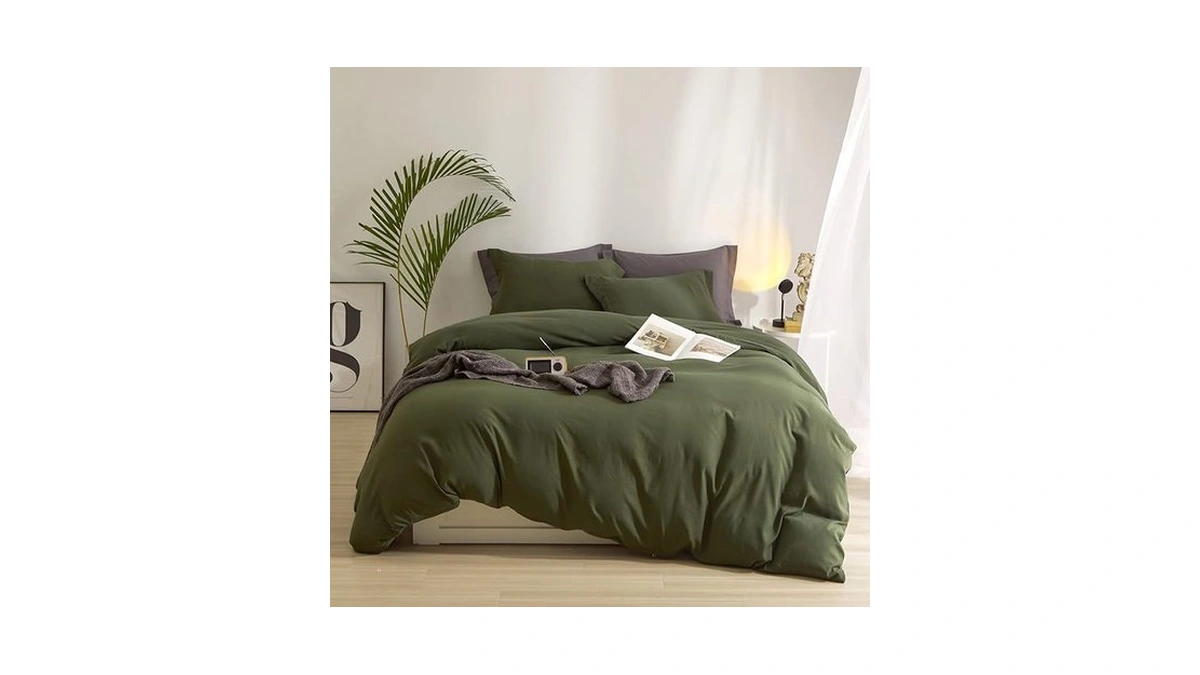 Amazon coupon: Amwan Army Green Duvet Cover Queen Size