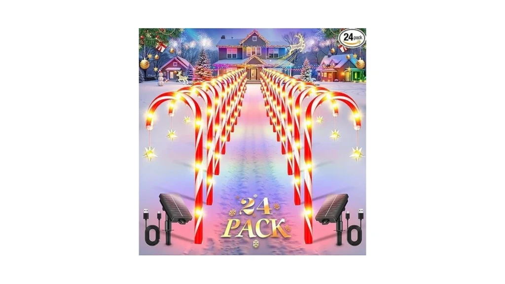 Amazon code: E-kong 24 Pack Solar Candy Cane Lights O