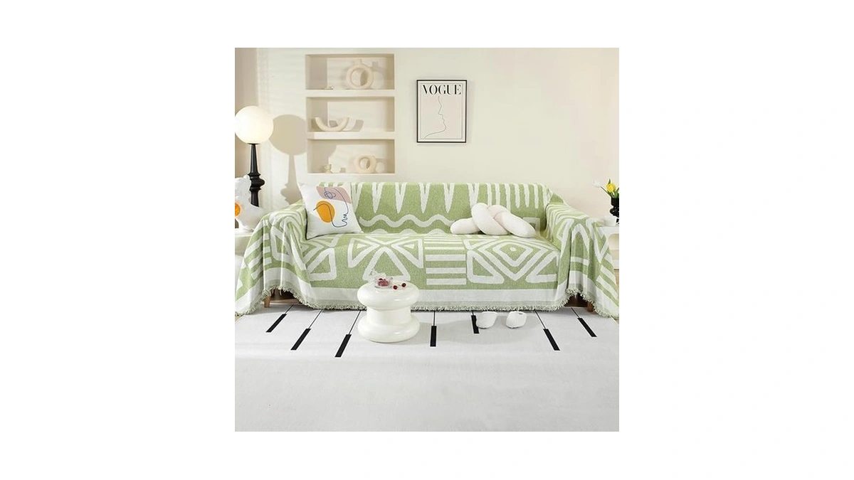 Amazon coupon: Ostepdecor Boho Couch Cover Green Sofa C