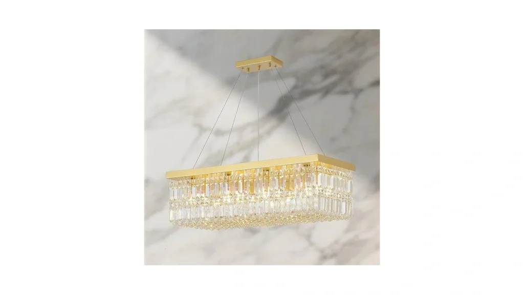 Amazon coupon: Luxury Gold Rectangular Crystal Chandeli