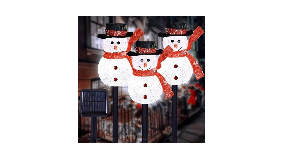 Amazon coupon: Lightshine 3pcs Snowman Shape Solar Chri