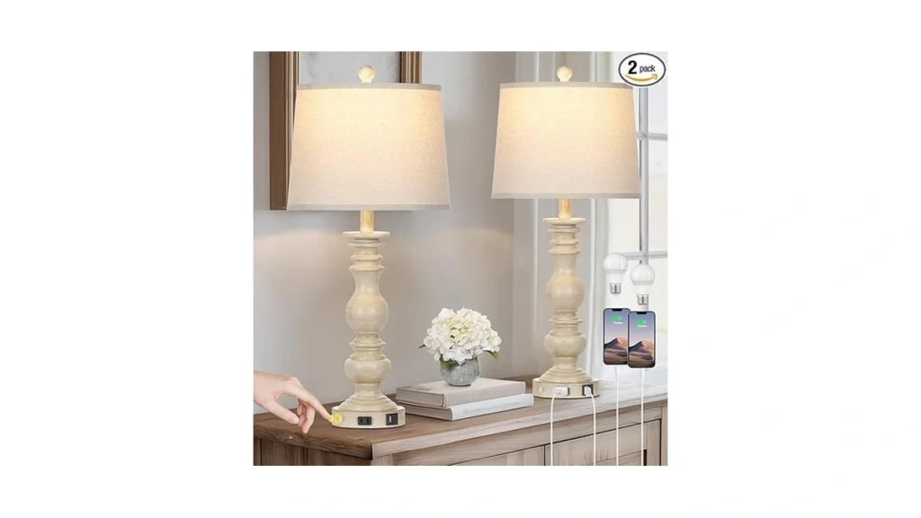 Amazon code: Cinkeda 28 Farmhouse Table Lamps Set Of
