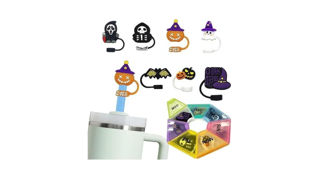 Amazon code: 7pcs Halloween 3d Straw Cover Caps Straw