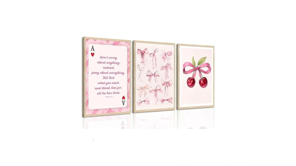 Amazon code: 3 Pcs Coquette Wall Art For Girls Room B