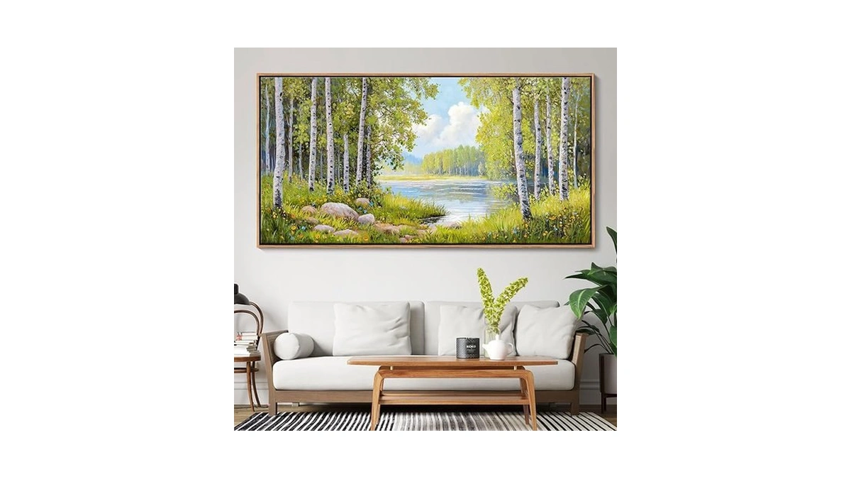 Amazon coupon: Forest Mountain Wall Art Green Framed Na