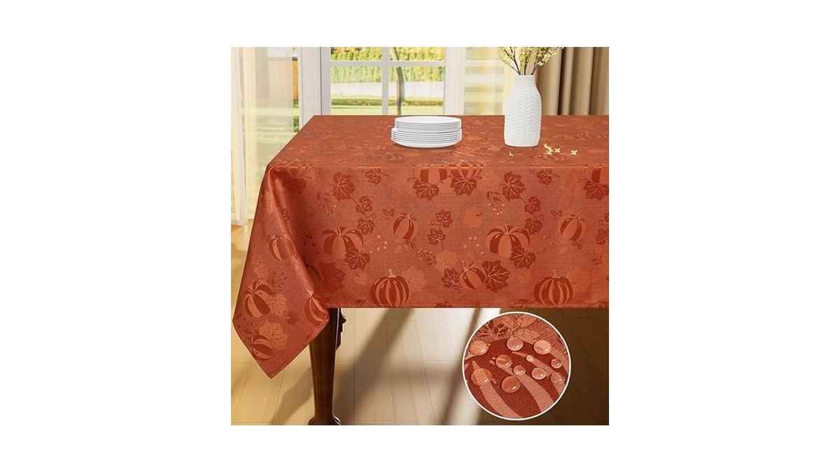 Amazon code: Smiry Rectangle Thanksgiving Tablecloth