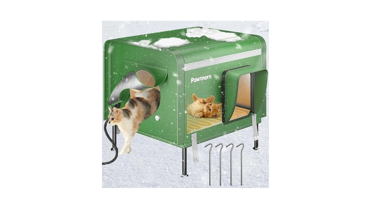 Amazon code: Pawtners Heated Outdoor Cat House For Ou