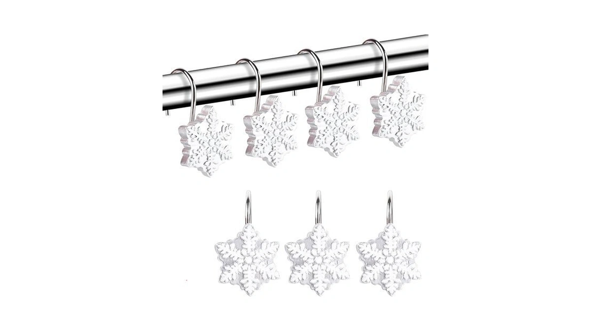 Amazon code: 12pcs Snowflake Shower Curtain Hooks Rin