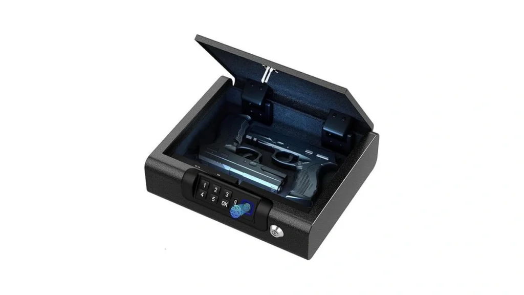 Amazon code: Biometric Gun Safe For Pistols 3-ways Un