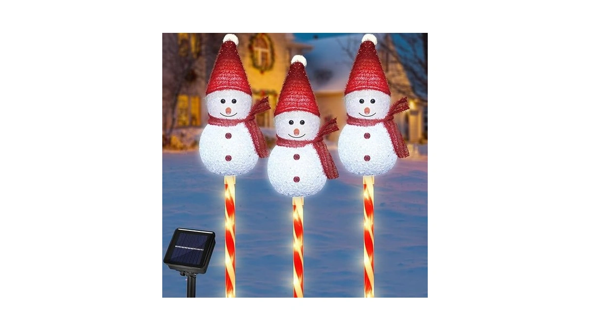Amazon coupon: Newhale Set Of 3 Snowman Solar Christmas