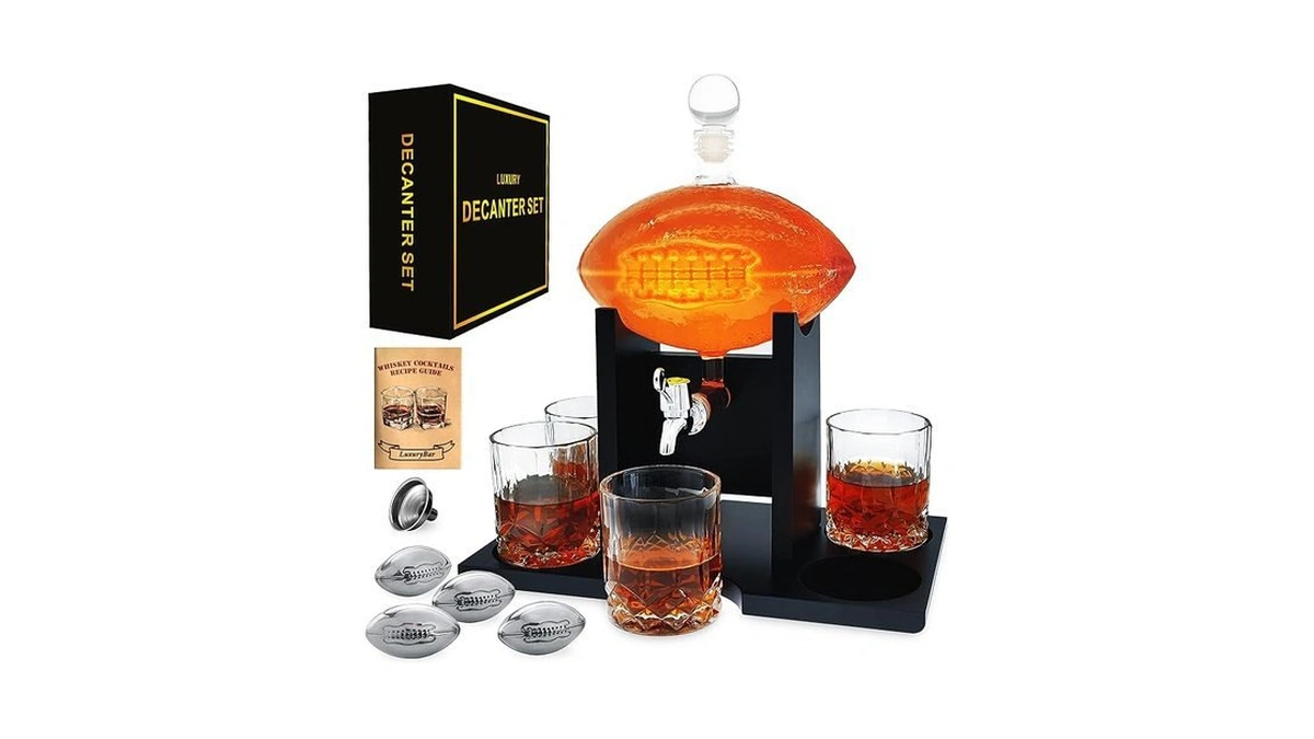 Amazon code: Football Whiskey Decanter Set 47oz Whisk