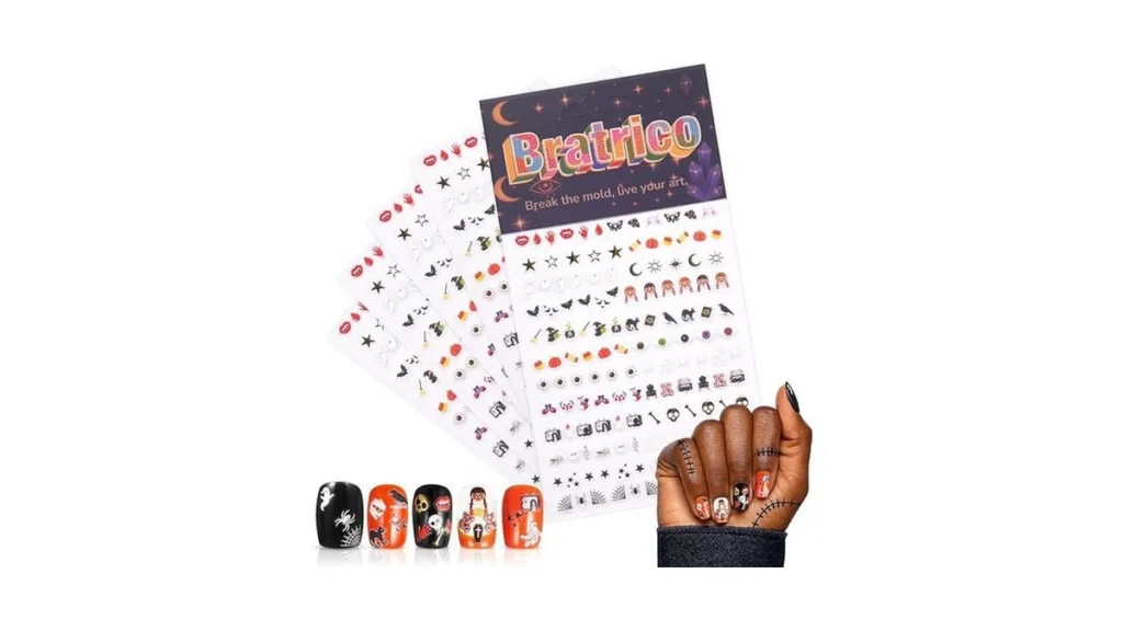 Amazon code: Halloween Nail Decals 5 Sheets Bratrico