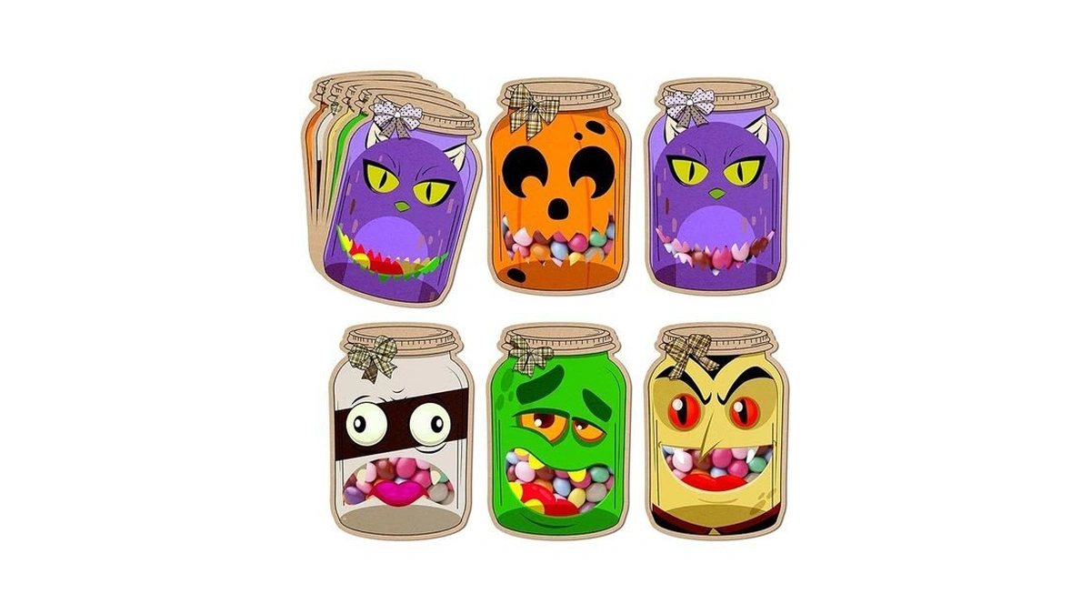 Amazon code: 50 Pack Halloween Mason Jar Candy Cards