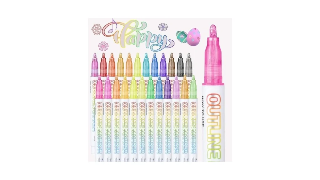 Amazon code: Olingyou Double Line Outline Markers 24