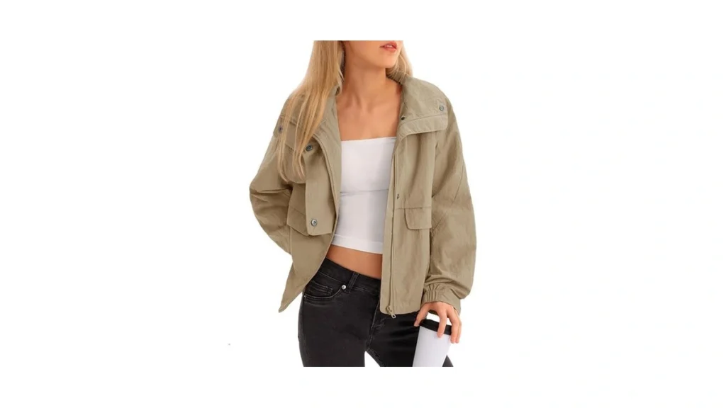 Amazon code: Fisoew Womens Cropped Jacket Zip Up Ligh