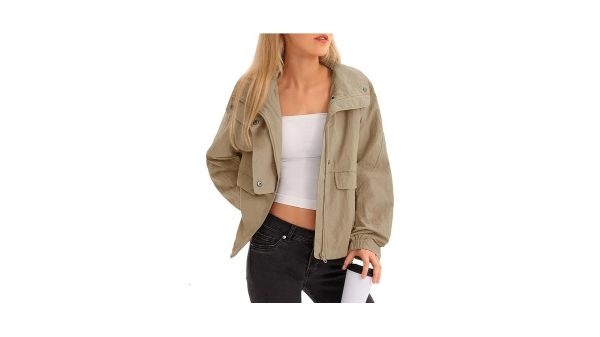Amazon code: Fisoew Womens Cropped Jacket Zip Up Ligh