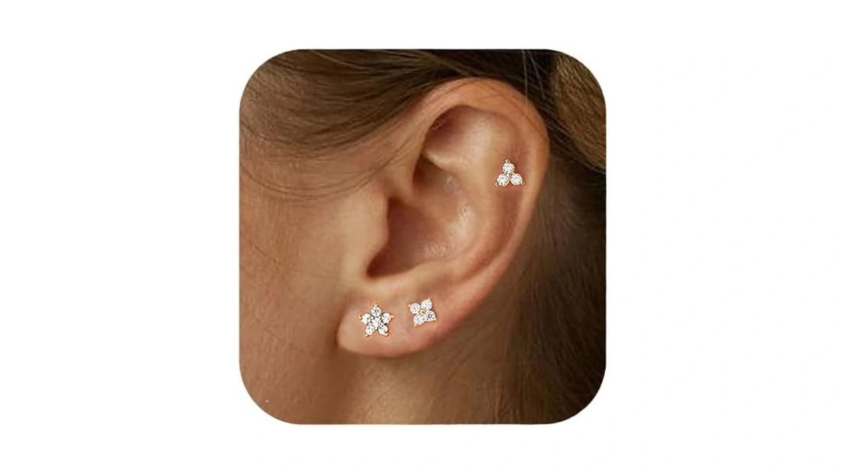 Amazon code: Daili Gold Stud Earrings For Women 14k G