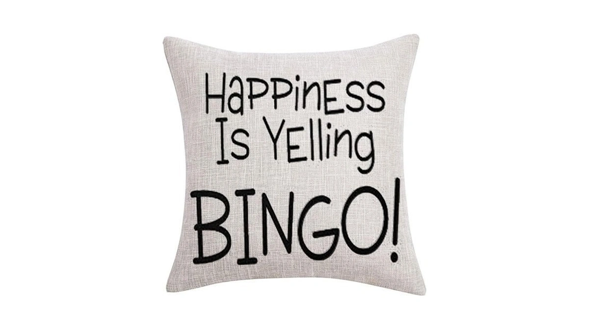 Amazon coupon: Yjqgol Happiness Is Yelling Bingo Pillow